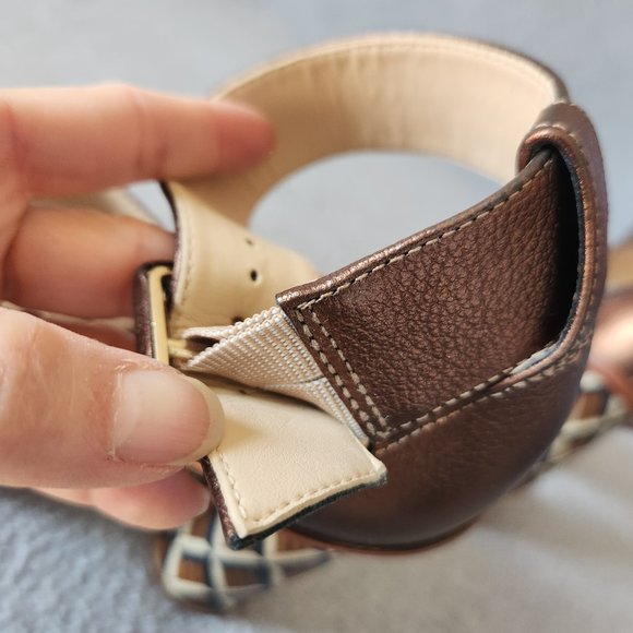 Brian Atwood B-Brandy 4" Wood Block Heel Sandal Ankle Strap Open Toe Leather - Picture 10 of 16